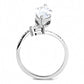 MADA129 - High polished (no plating) Stainless Steel Ring with AAA Grade CZ  in Clear
