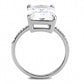 MADA131 - High polished (no plating) Stainless Steel Ring with AAA Grade CZ  in Clear