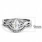 MADA133 - High polished (no plating) Stainless Steel Ring with AAA Grade CZ  in Clear
