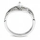 MADA133 - High polished (no plating) Stainless Steel Ring with AAA Grade CZ  in Clear