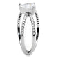 MADA135 - High polished (no plating) Stainless Steel Ring with AAA Grade CZ  in Clear