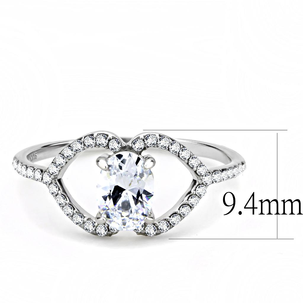MADA137 - High polished (no plating) Stainless Steel Ring with AAA Grade CZ  in Clear