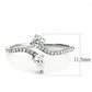 MADA138 - High polished (no plating) Stainless Steel Ring with AAA Grade CZ  in Clear
