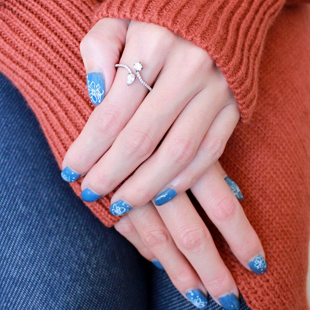 MADA138 - High polished (no plating) Stainless Steel Ring with AAA Grade CZ  in Clear