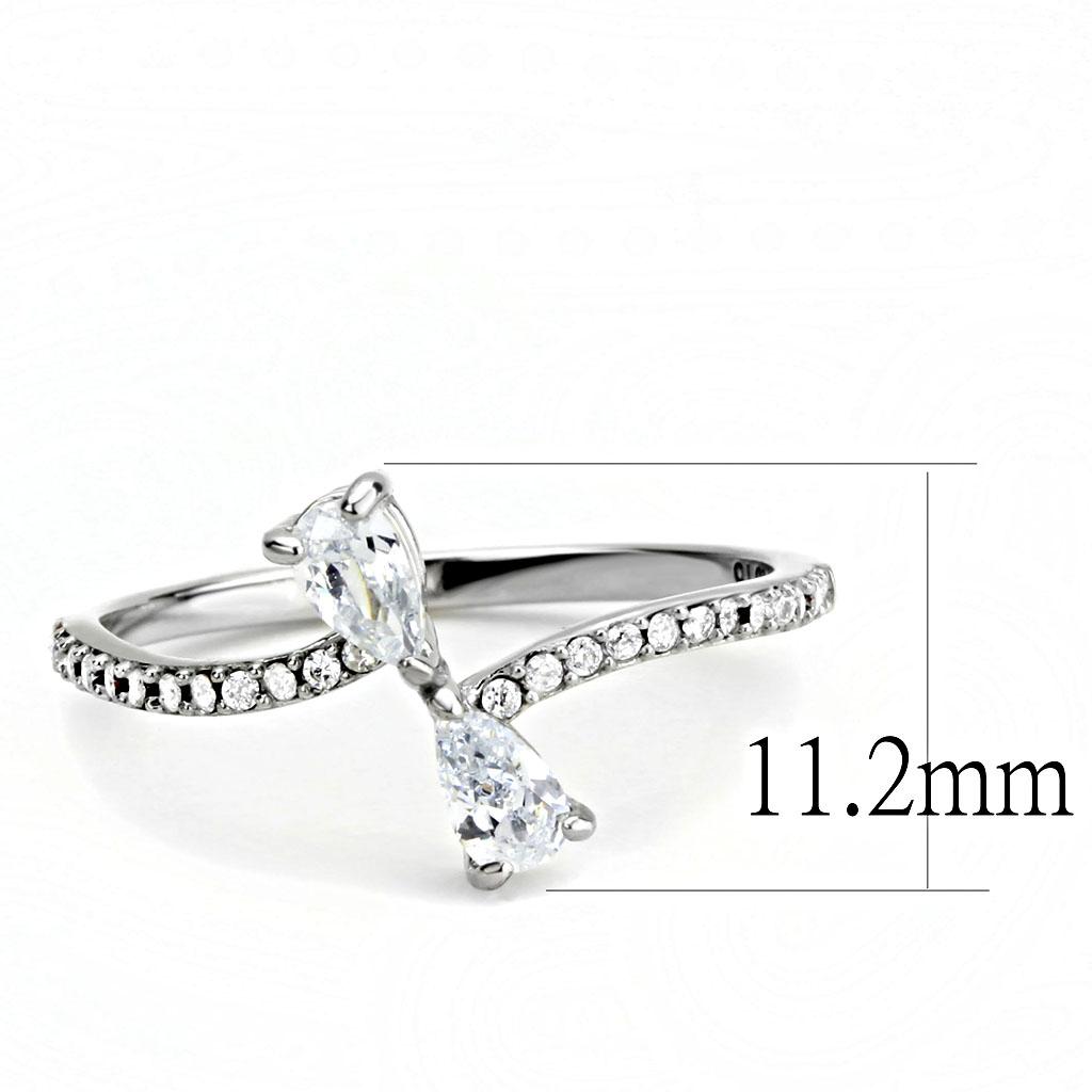 MADA139 - High polished (no plating) Stainless Steel Ring with AAA Grade CZ  in Clear