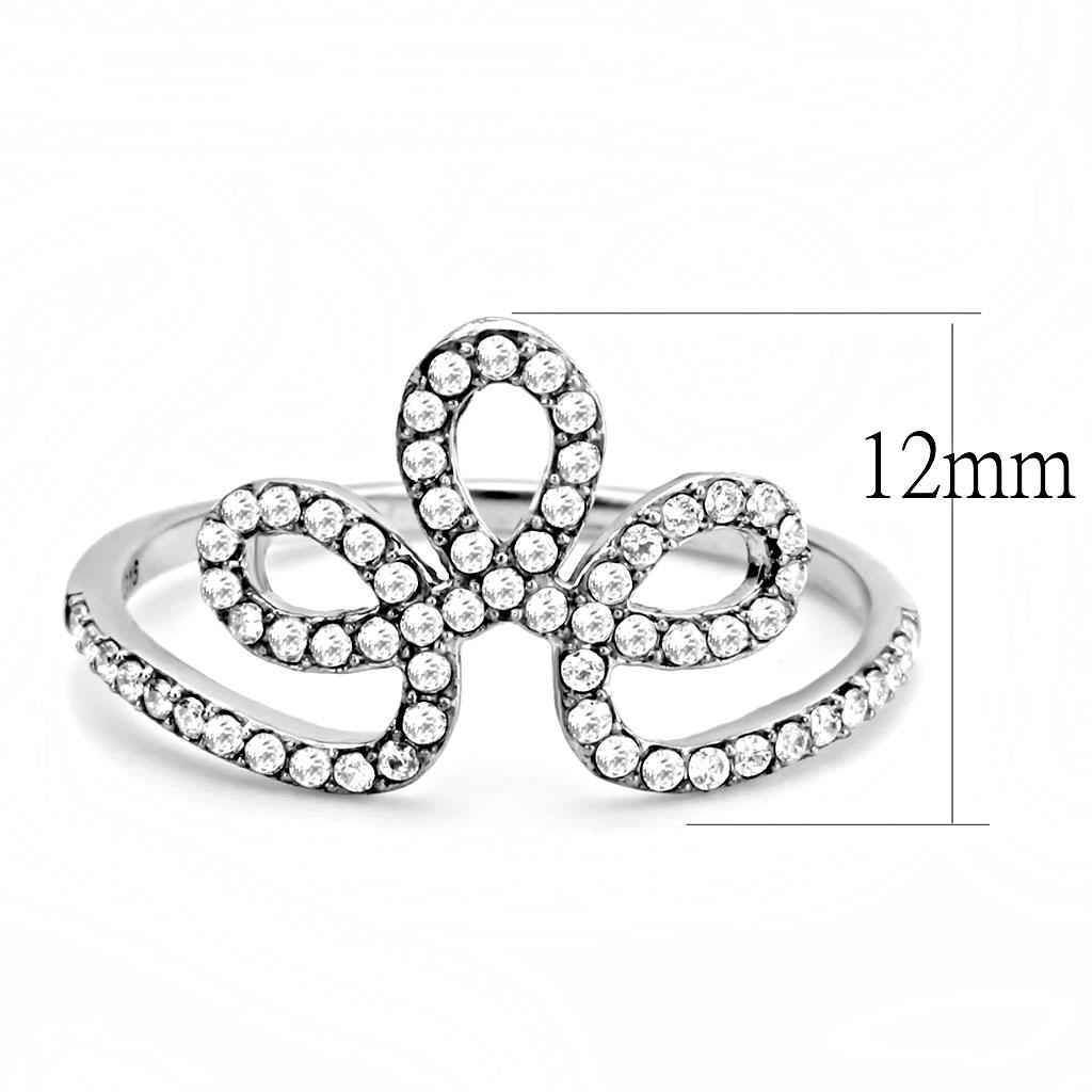 MADA141 - High polished (no plating) Stainless Steel Ring with AAA Grade CZ  in Clear