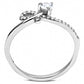MADA142 - High polished (no plating) Stainless Steel Ring with AAA Grade CZ  in Clear