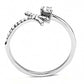 MADA145 - High polished (no plating) Stainless Steel Ring with AAA Grade CZ  in Clear