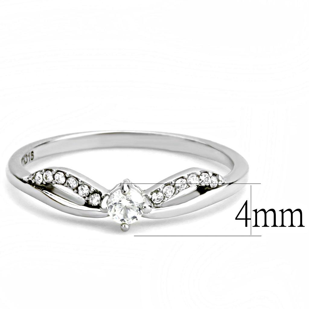 MADA146 - High polished (no plating) Stainless Steel Ring with AAA Grade CZ  in Clear