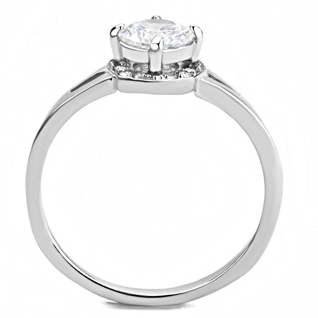 MADA150 - High polished (no plating) Stainless Steel Ring with AAA Grade CZ  in Clear
