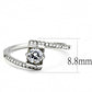MADA151 - High polished (no plating) Stainless Steel Ring with AAA Grade CZ  in Clear