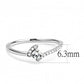 MADA152 - High polished (no plating) Stainless Steel Ring with AAA Grade CZ  in Clear