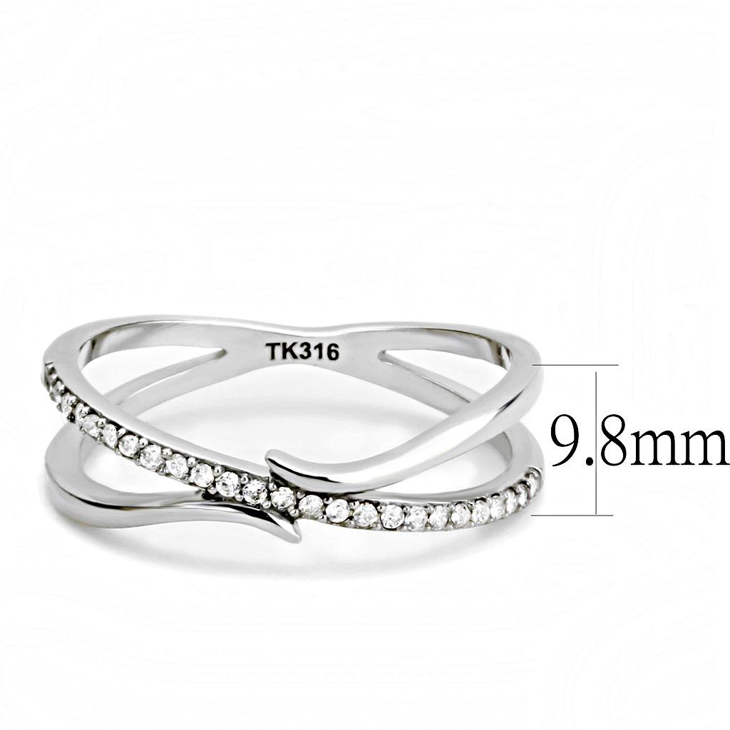 MADA155 - High polished (no plating) Stainless Steel Ring with AAA Grade CZ  in Clear