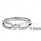 MADA156 - High polished (no plating) Stainless Steel Ring with AAA Grade CZ  in Clear