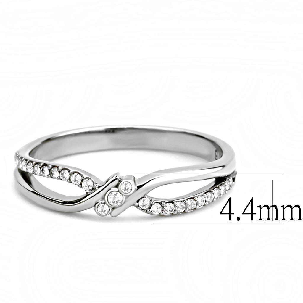 MADA156 - High polished (no plating) Stainless Steel Ring with AAA Grade CZ  in Clear