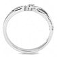 MADA156 - High polished (no plating) Stainless Steel Ring with AAA Grade CZ  in Clear