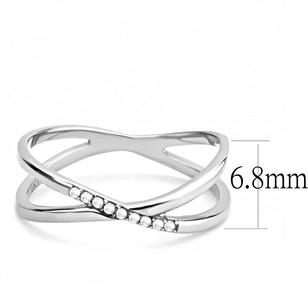 MADA158 - High polished (no plating) Stainless Steel Ring with AAA Grade CZ  in Clear