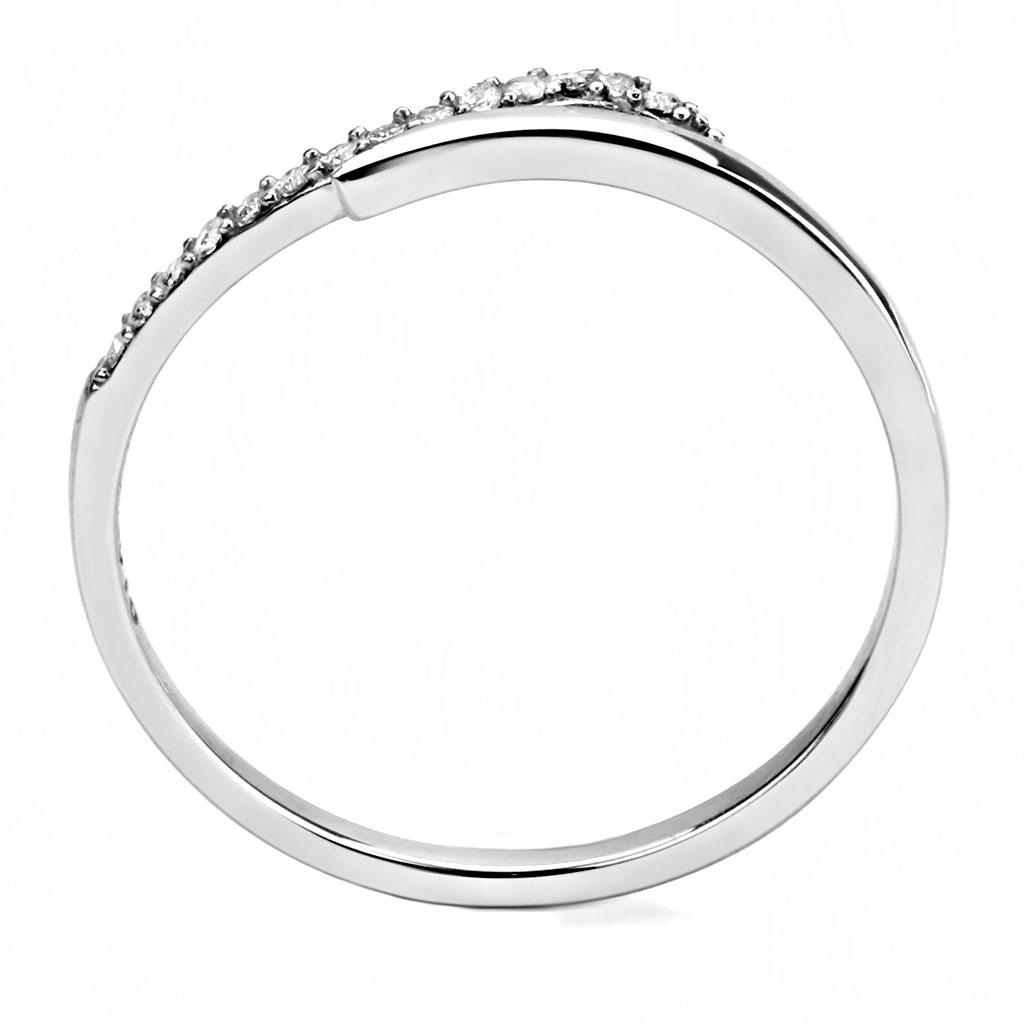 MADA159 - High polished (no plating) Stainless Steel Ring with AAA Grade CZ  in Clear