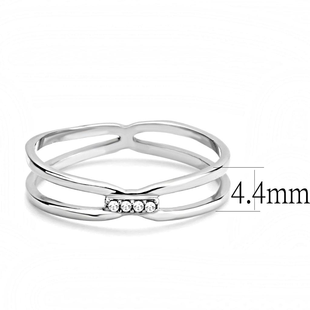 MADA160 - High polished (no plating) Stainless Steel Ring with AAA Grade CZ  in Clear