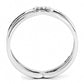MADA160 - High polished (no plating) Stainless Steel Ring with AAA Grade CZ  in Clear