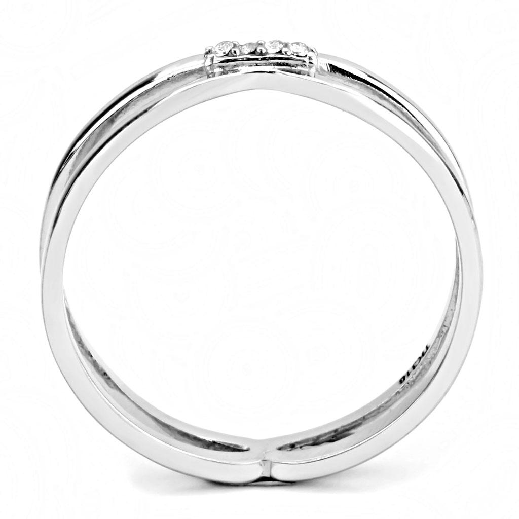 MADA160 - High polished (no plating) Stainless Steel Ring with AAA Grade CZ  in Clear