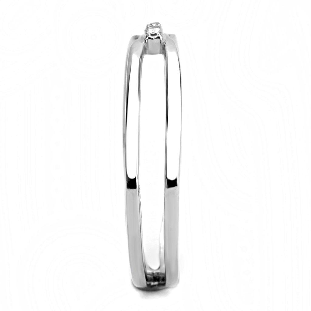 MADA160 - High polished (no plating) Stainless Steel Ring with AAA Grade CZ  in Clear