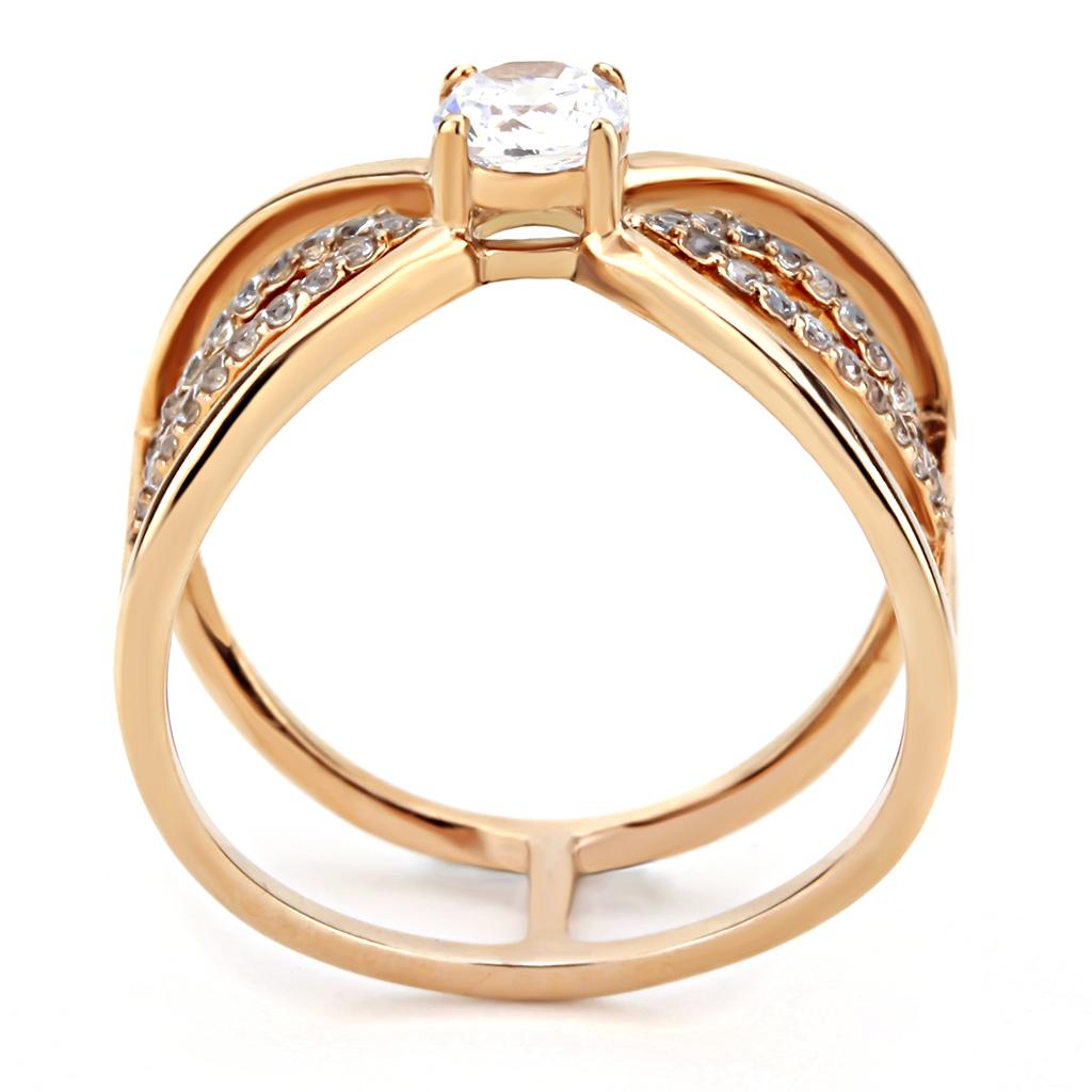 MADA169 - IP Rose Gold(Ion Plating) Stainless Steel Ring with AAA Grade CZ  in Clear