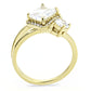 MADA173 - IP Gold(Ion Plating) Stainless Steel Ring with AAA Grade CZ  in Clear