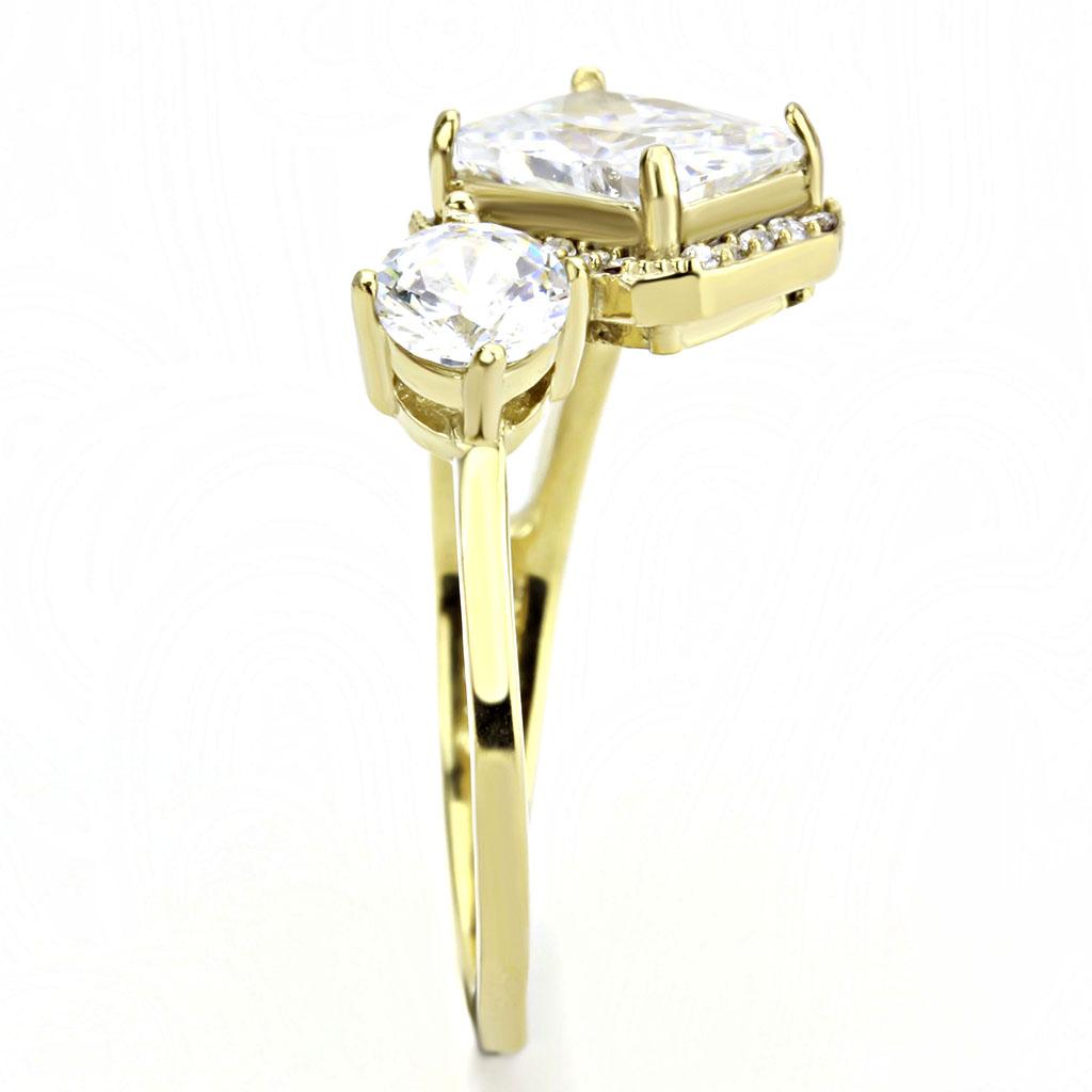 MADA173 - IP Gold(Ion Plating) Stainless Steel Ring with AAA Grade CZ  in Clear