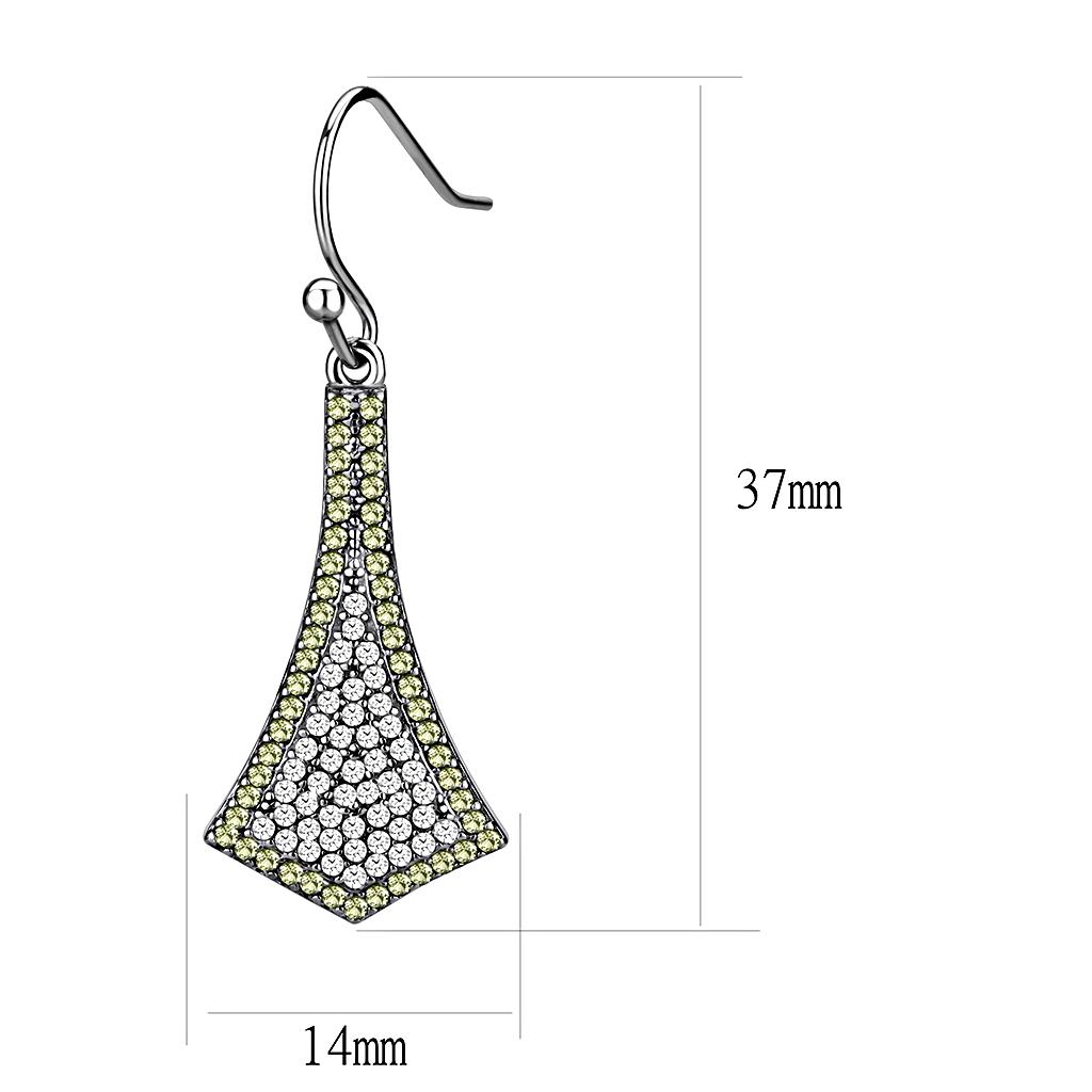 MADA174 - High polished (no plating) Stainless Steel Earrings with AAA Grade CZ  in Topaz