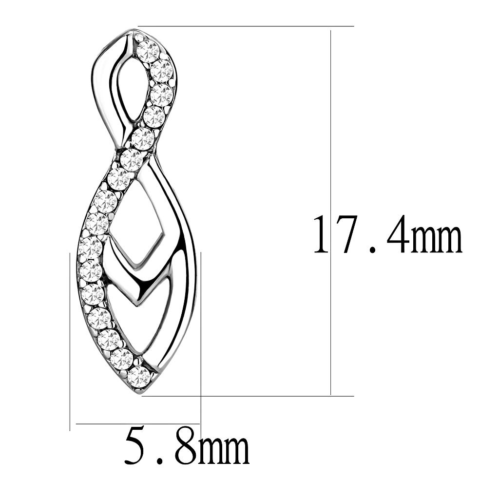 MADA176 - High polished (no plating) Stainless Steel Earrings with AAA Grade CZ  in Clear