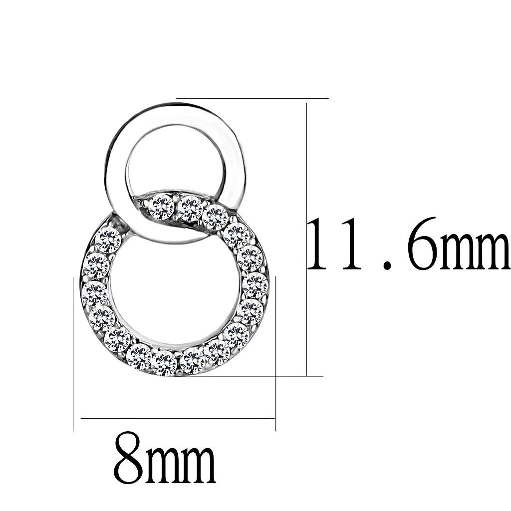 MADA179 - High polished (no plating) Stainless Steel Earrings with AAA Grade CZ  in Clear