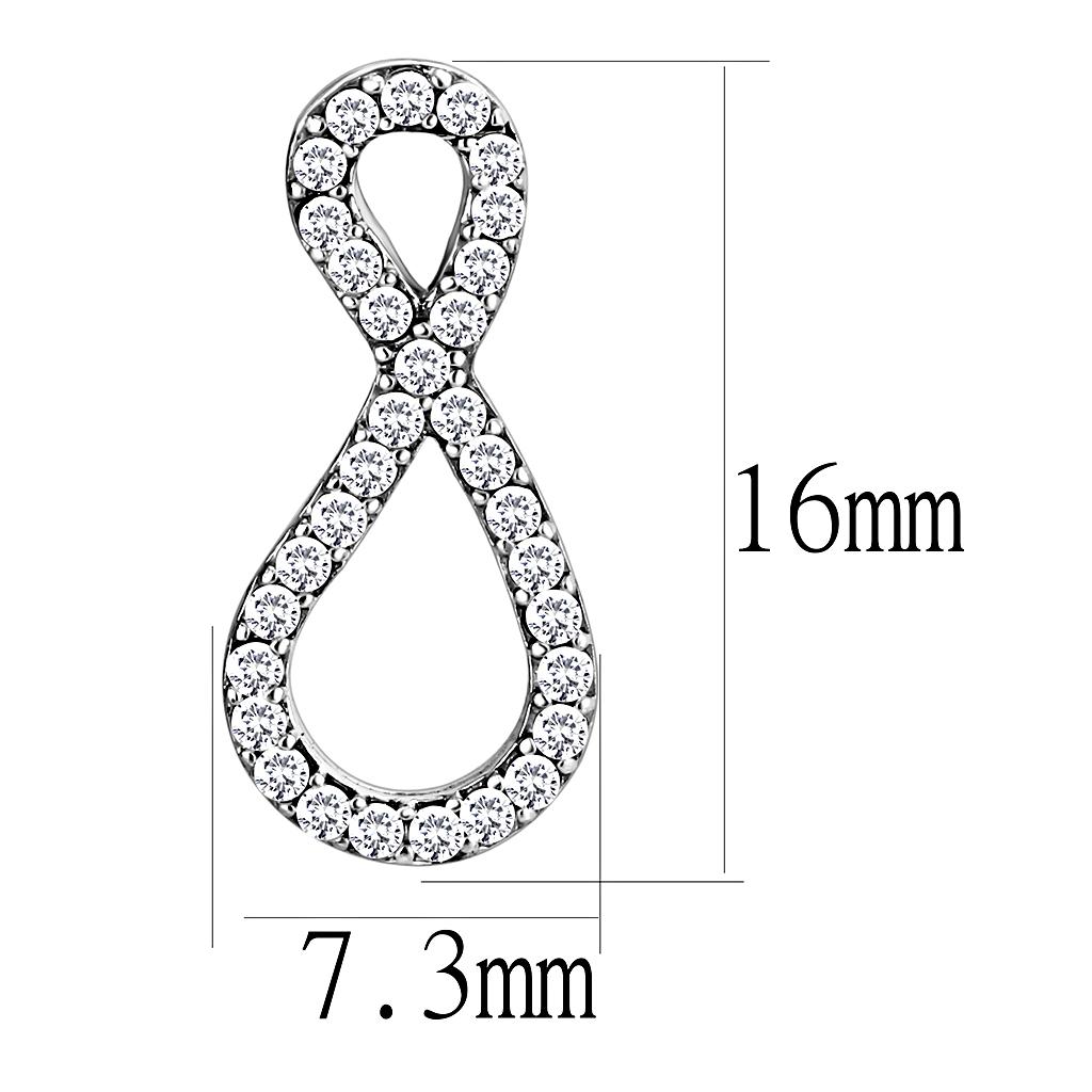 MADA186 - High polished (no plating) Stainless Steel Earrings with AAA Grade CZ  in Clear