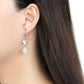 MADA194 - High polished (no plating) Stainless Steel Earrings with AAA Grade CZ  in Clear