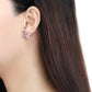 MADA209 - High polished (no plating) Stainless Steel Earrings with AAA Grade CZ  in Clear