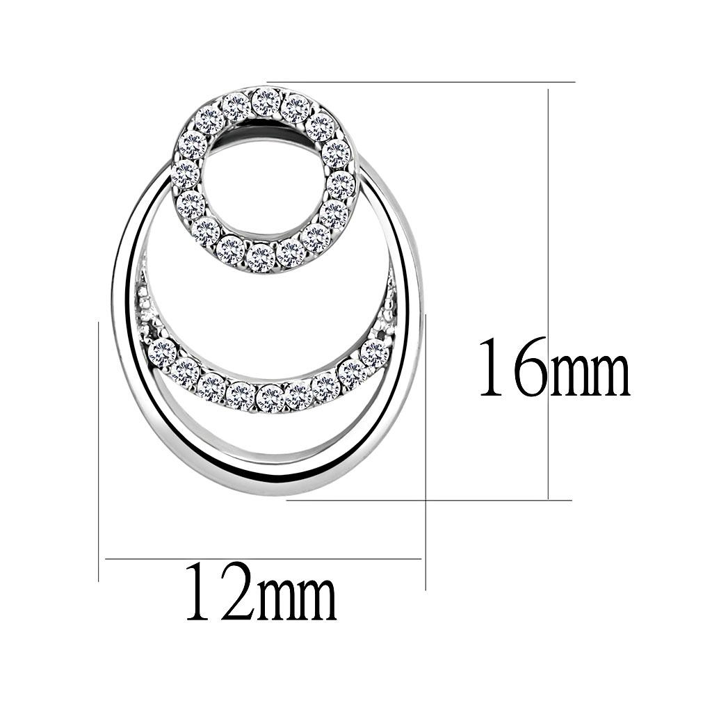 MADA219 - High polished (no plating) Stainless Steel Earrings with AAA Grade CZ  in Clear