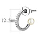 MADA224 - High polished (no plating) Stainless Steel Earrings with Synthetic Pearl in White