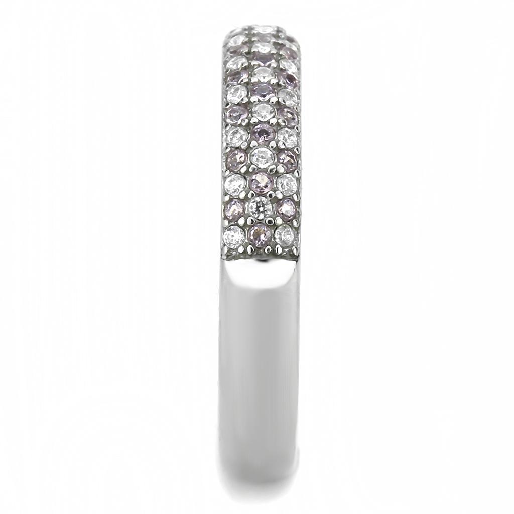 MADA231 - High polished (no plating) Stainless Steel Ring with AAA Grade CZ  in Multi Color