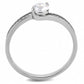 MADA233 - High polished (no plating) Stainless Steel Ring with AAA Grade CZ  in Clear