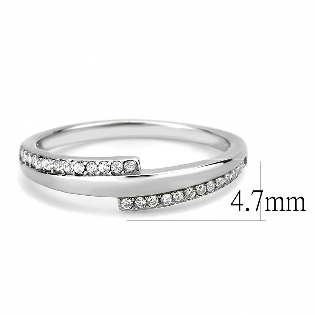 MADA234 - High polished (no plating) Stainless Steel Ring with AAA Grade CZ  in Clear