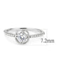 MADA238 - High polished (no plating) Stainless Steel Ring with AAA Grade CZ  in Clear
