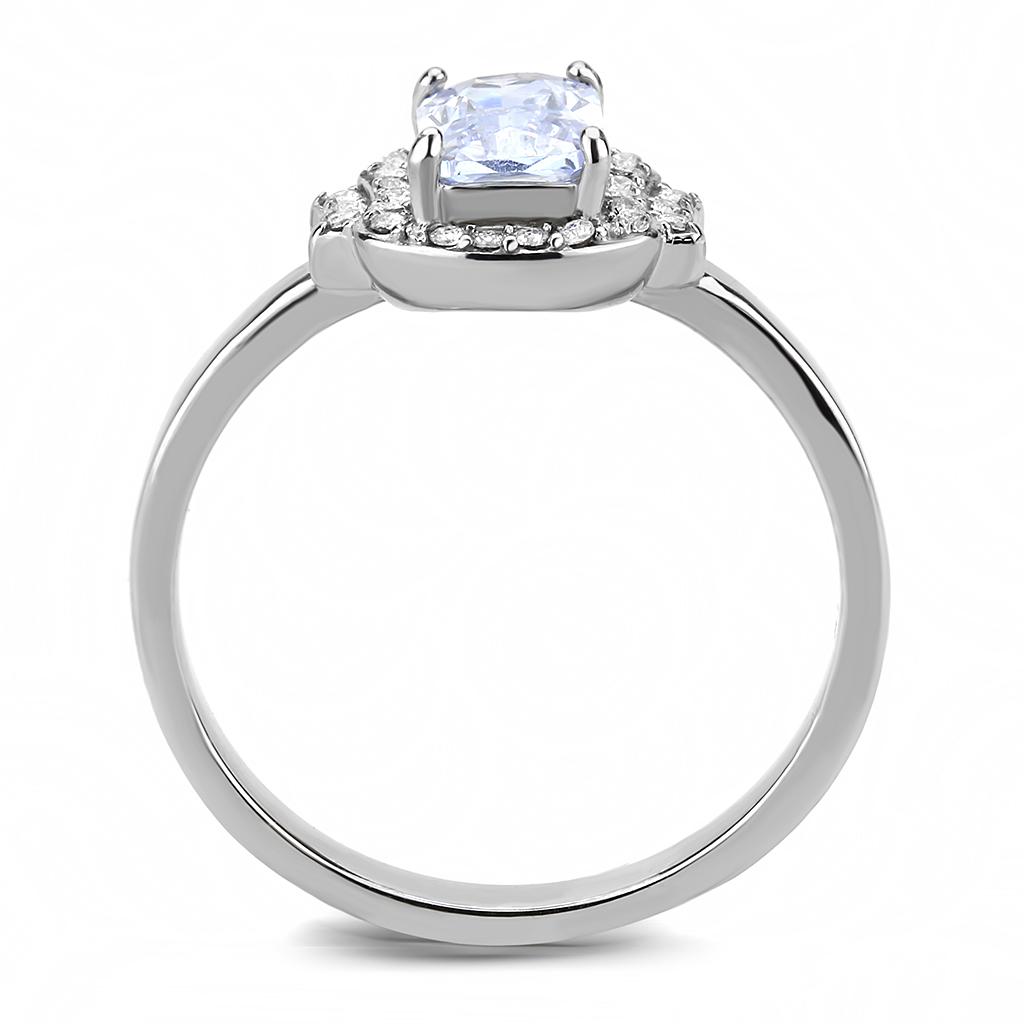 MADA246 - High polished (no plating) Stainless Steel Ring with AAA Grade CZ  in Light Amethyst