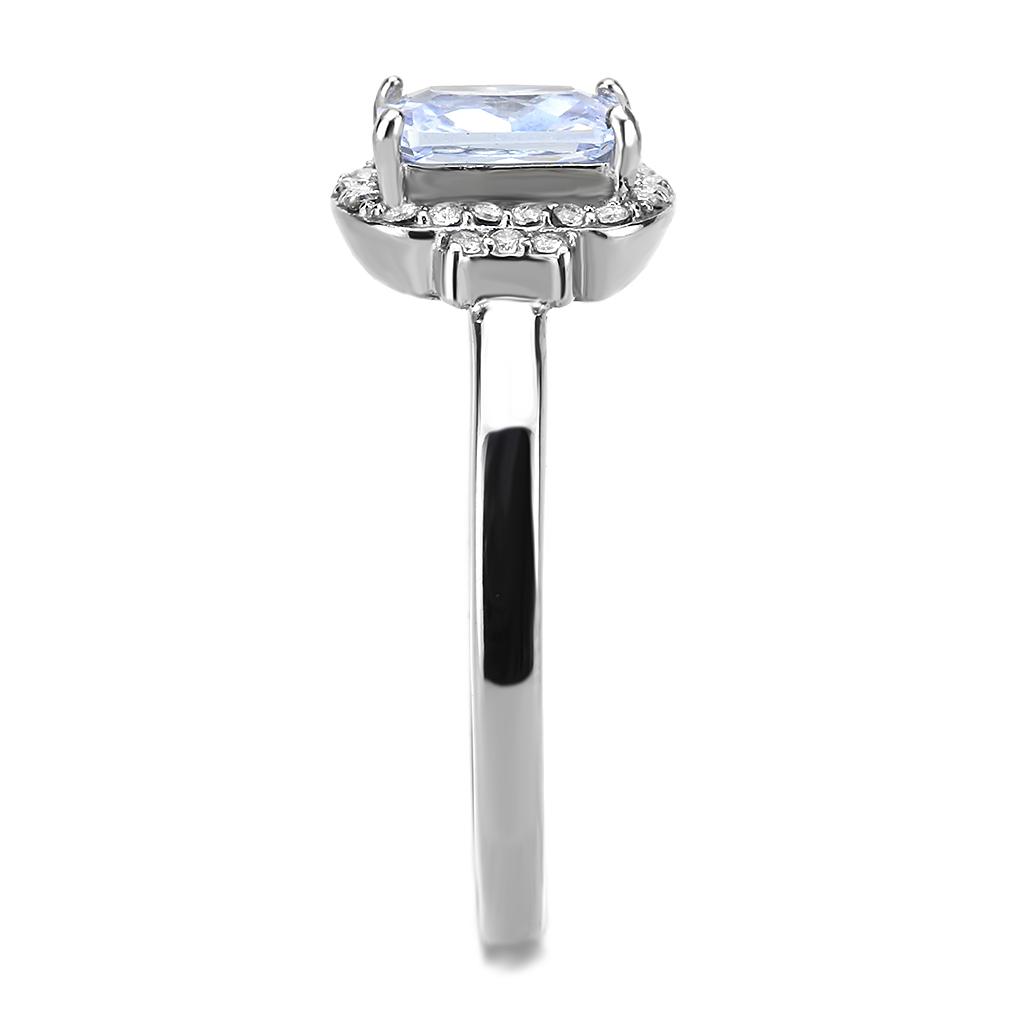 MADA246 - High polished (no plating) Stainless Steel Ring with AAA Grade CZ  in Light Amethyst