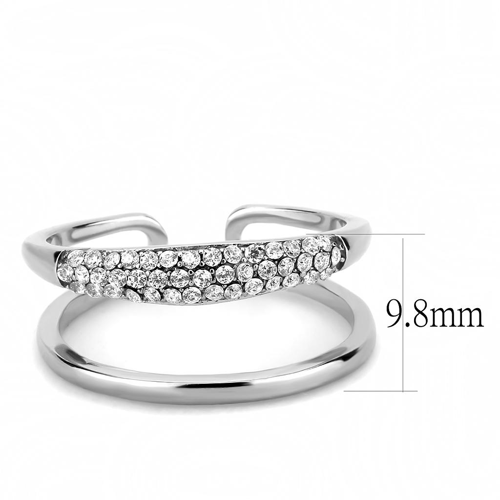 MADA247 - High polished (no plating) Stainless Steel Ring with AAA Grade CZ  in Clear