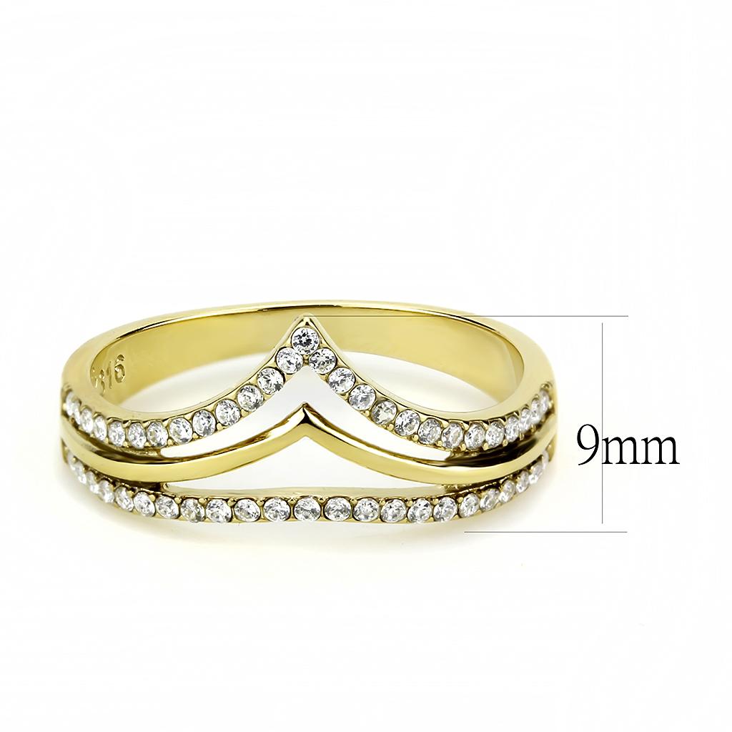 MADA250 - IP Gold(Ion Plating) Stainless Steel Ring with AAA Grade CZ  in Clear