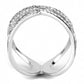 MADA255 - High polished (no plating) Stainless Steel Ring with AAA Grade CZ  in Clear