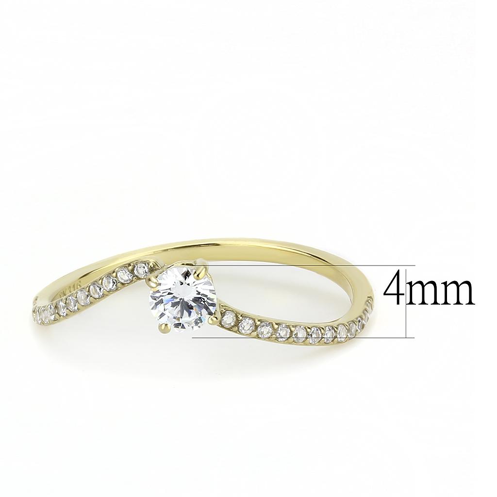MADA256 - IP Gold(Ion Plating) Stainless Steel Ring with AAA Grade CZ  in Clear