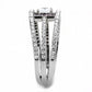 MADA257 - High polished (no plating) Stainless Steel Ring with AAA Grade CZ  in Clear