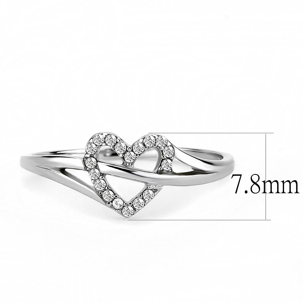 MADA259 - High polished (no plating) Stainless Steel Ring with AAA Grade CZ  in Clear