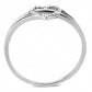 MADA259 - High polished (no plating) Stainless Steel Ring with AAA Grade CZ  in Clear